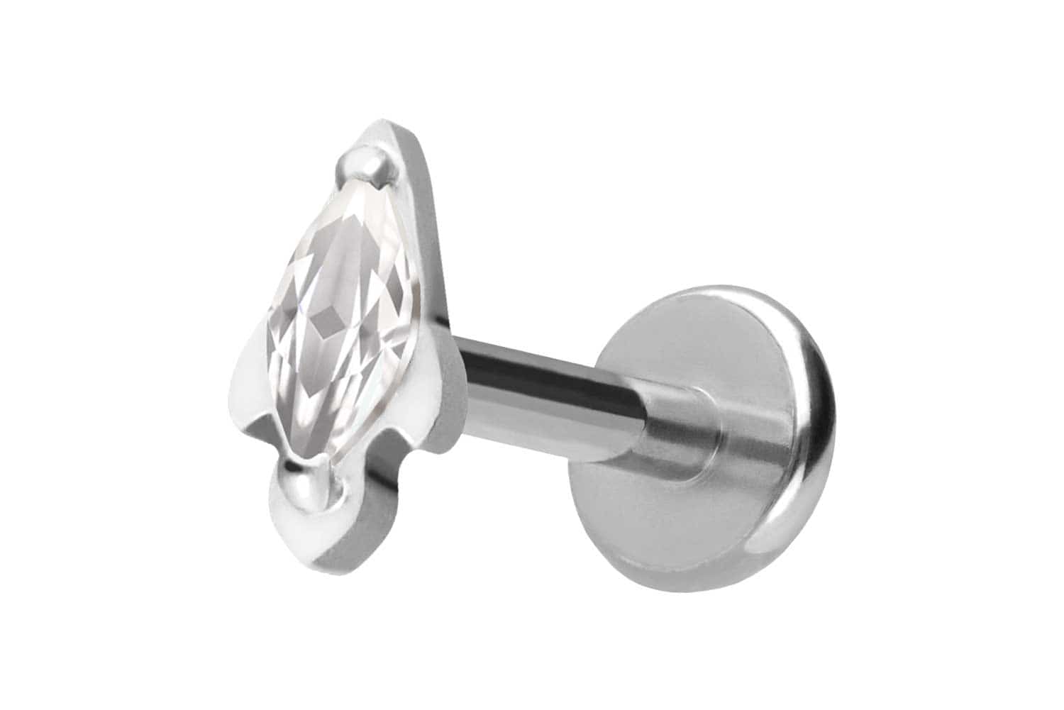 Titan Labret Piercing mit Push Fit KRISTALLRAKETE